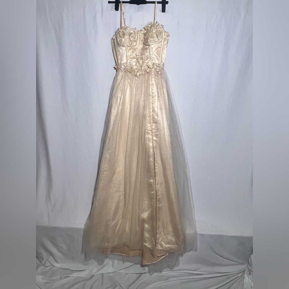 Lavetir Champagne 3D Floral Corset Top Dress | S NWT - Picture 3 of 16
